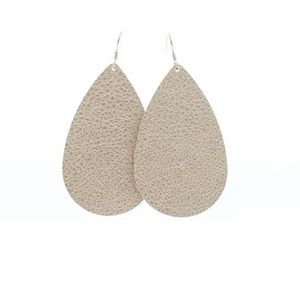 Nickel & Suede Medium Champagne Shimmer Leather Teardrop Earring